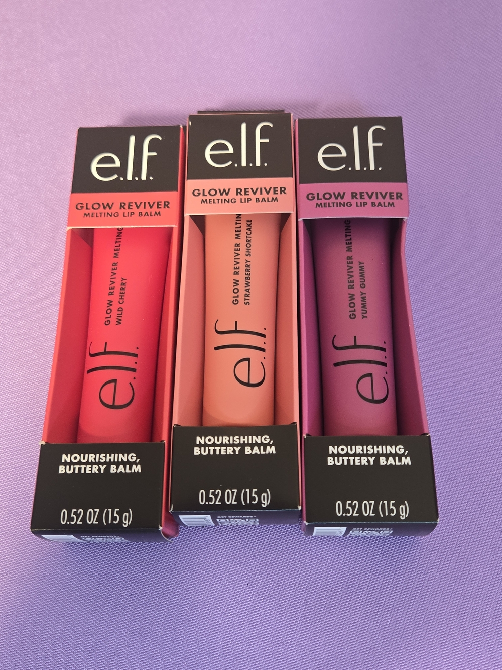 e.l.f. Glow Reviver Melting Lip Balm Trio - Red, Peach, Pink